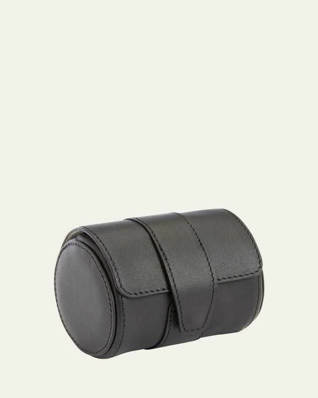Monogrammed Leather Travel Watch Roll
